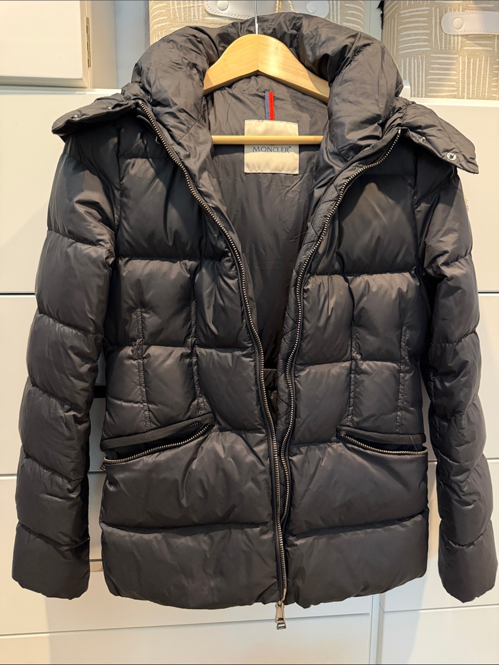 Avoce Moncler Women's Black Puffer Jacket with High Collar